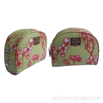 Fabric cosmetic bag with full printing, customized designs and logos are welcome